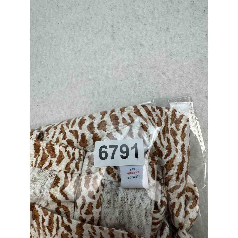 Old Navy Dress Women's XL Brown Animal Print Linen Tank Shift Knee Length Summer - Picture 10 of 10